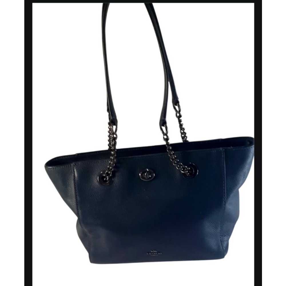 Coach Sage Green Turnlock Leather Tote 57107